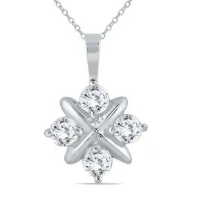 1 Ctw Natural Diamond Snowflake Pendant In 10K White Gold