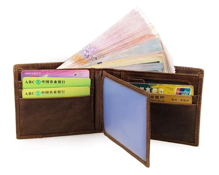 100% Genuine Cow Leather Men's Splice Purse Fashion Short Wallets