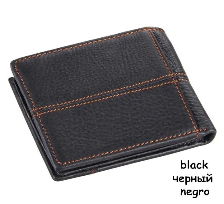 100% Genuine Cow Leather Men's Splice Purse Fashion Short Wallets