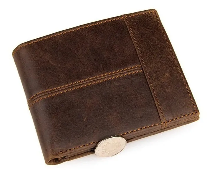 100% Genuine Cow Leather Men's Splice Purse Fashion Short Wallets