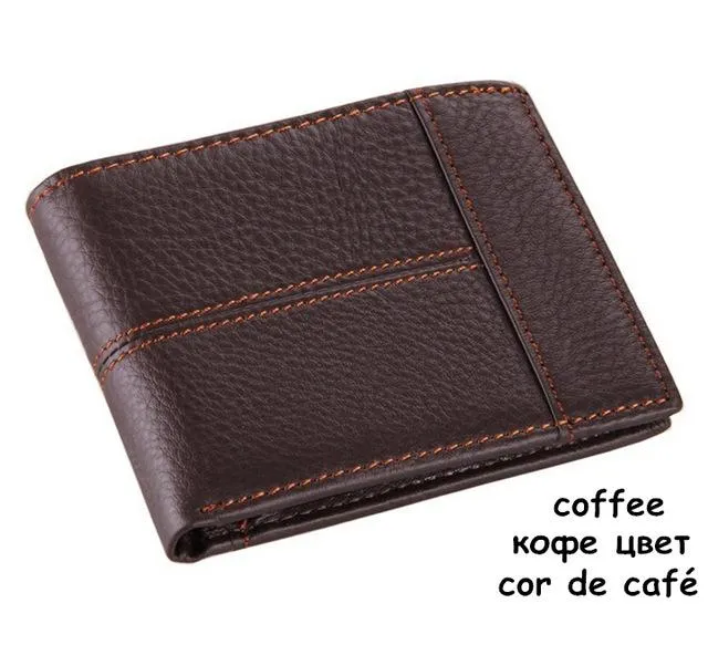 100% Genuine Cow Leather Men's Splice Purse Fashion Short Wallets