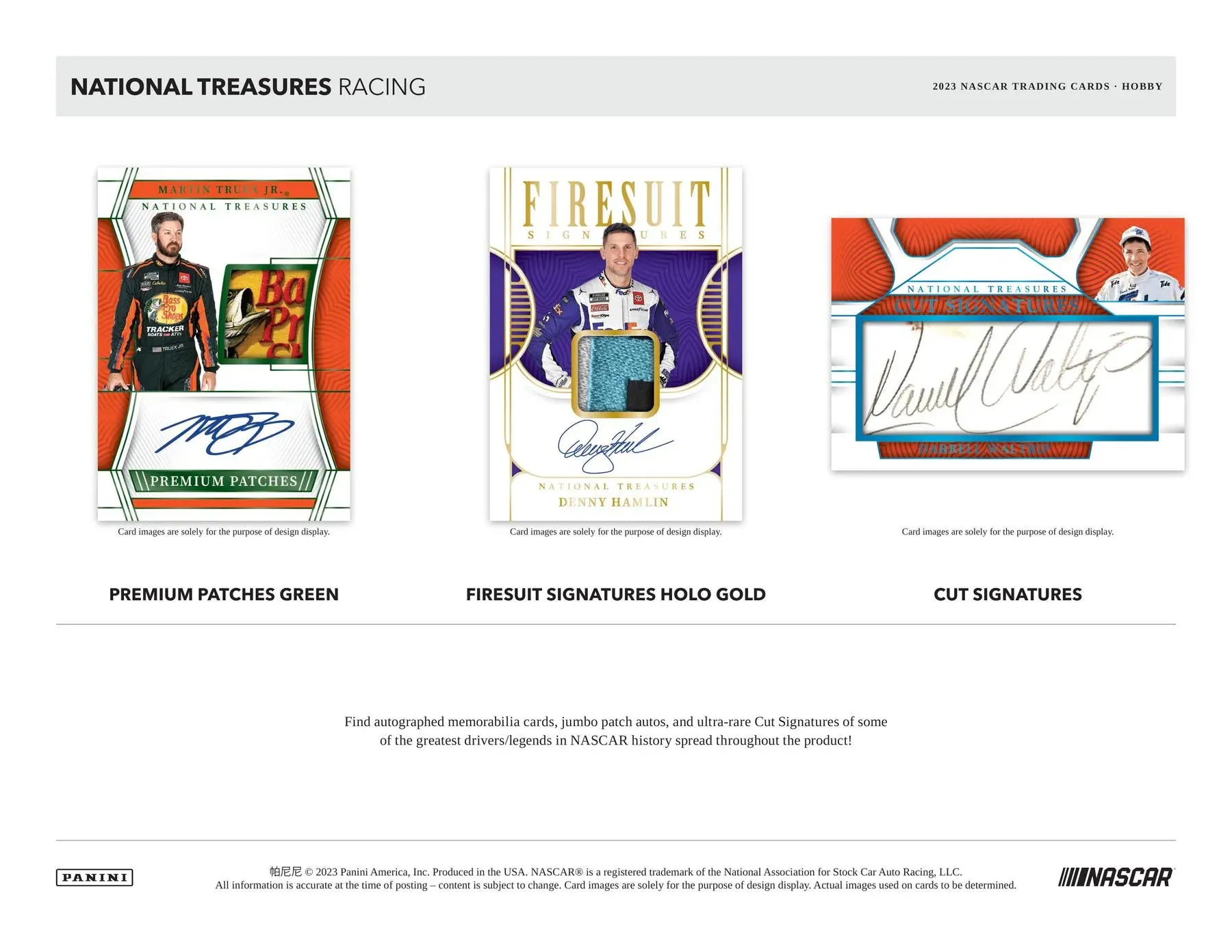 2023 Panini National Treasures Racing Hobby Box 1 Pack per Box, 8 Cards per Pack