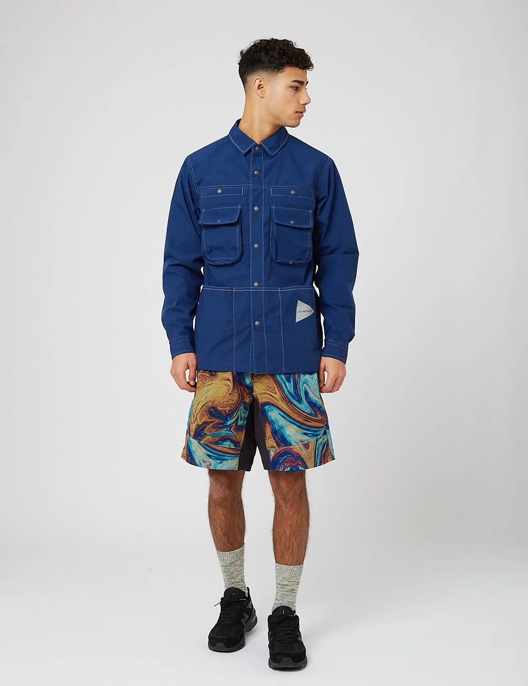 And Wander Printed Trek Short Pants - Blue Mix