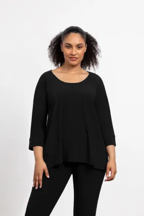 Angle Seam Raglan Top | Black