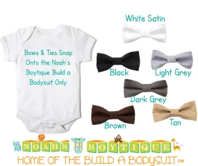 Baby Bow Ties for Noah's Boytique Build a Bodysuit - Snap On Bow Ties - Bow Ties for Babies - Bow Tie Outfit - Bowtie - Black - Satin