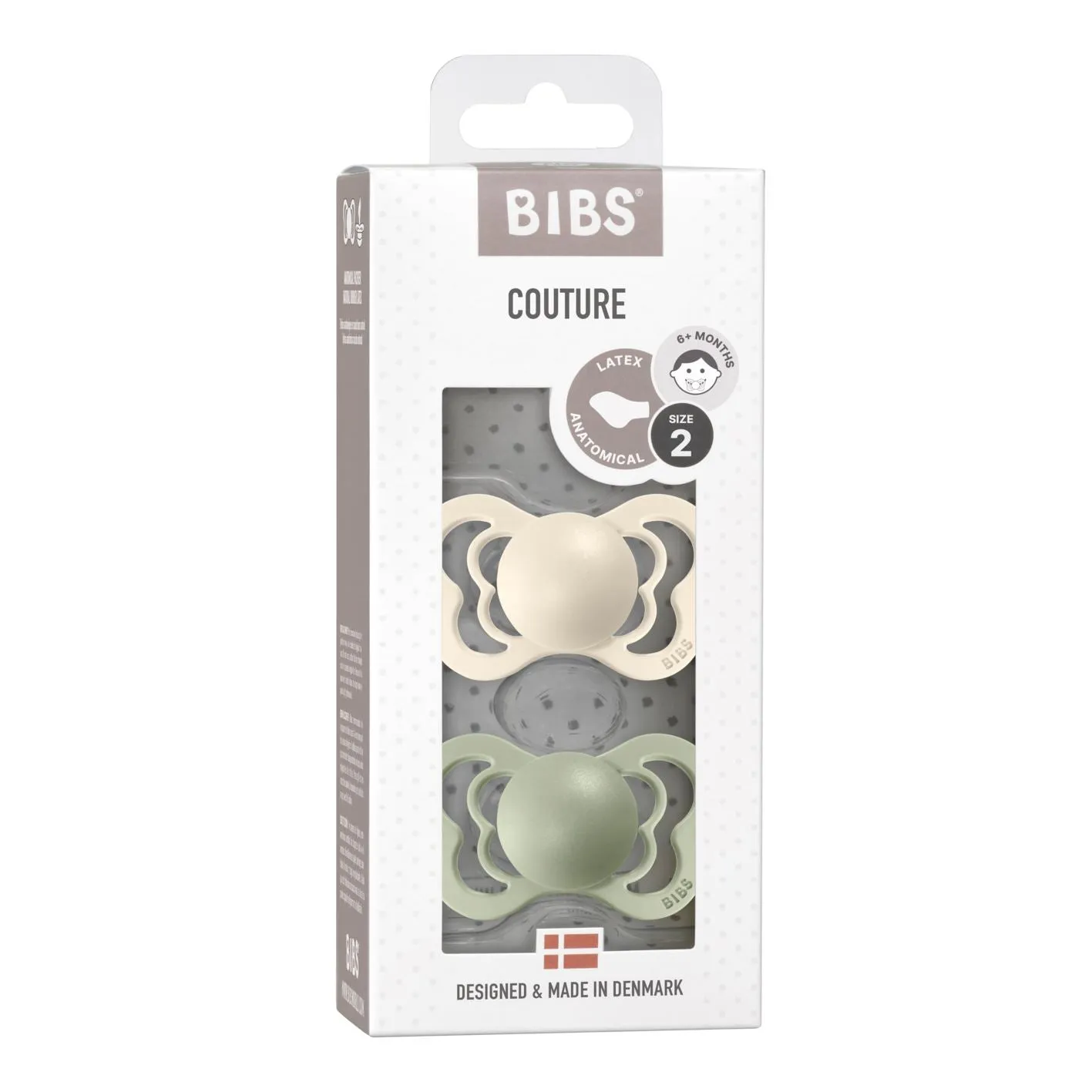 BIBS Dummies - Couture Latex Colour 2 Pk Ivory/Sage