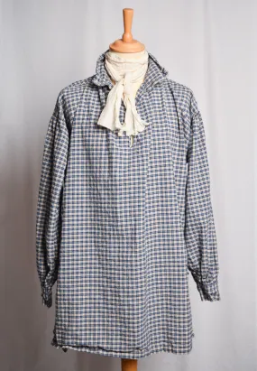 Blue Check Linen Cotton C18th Sailor's Shirt (SH120CB)