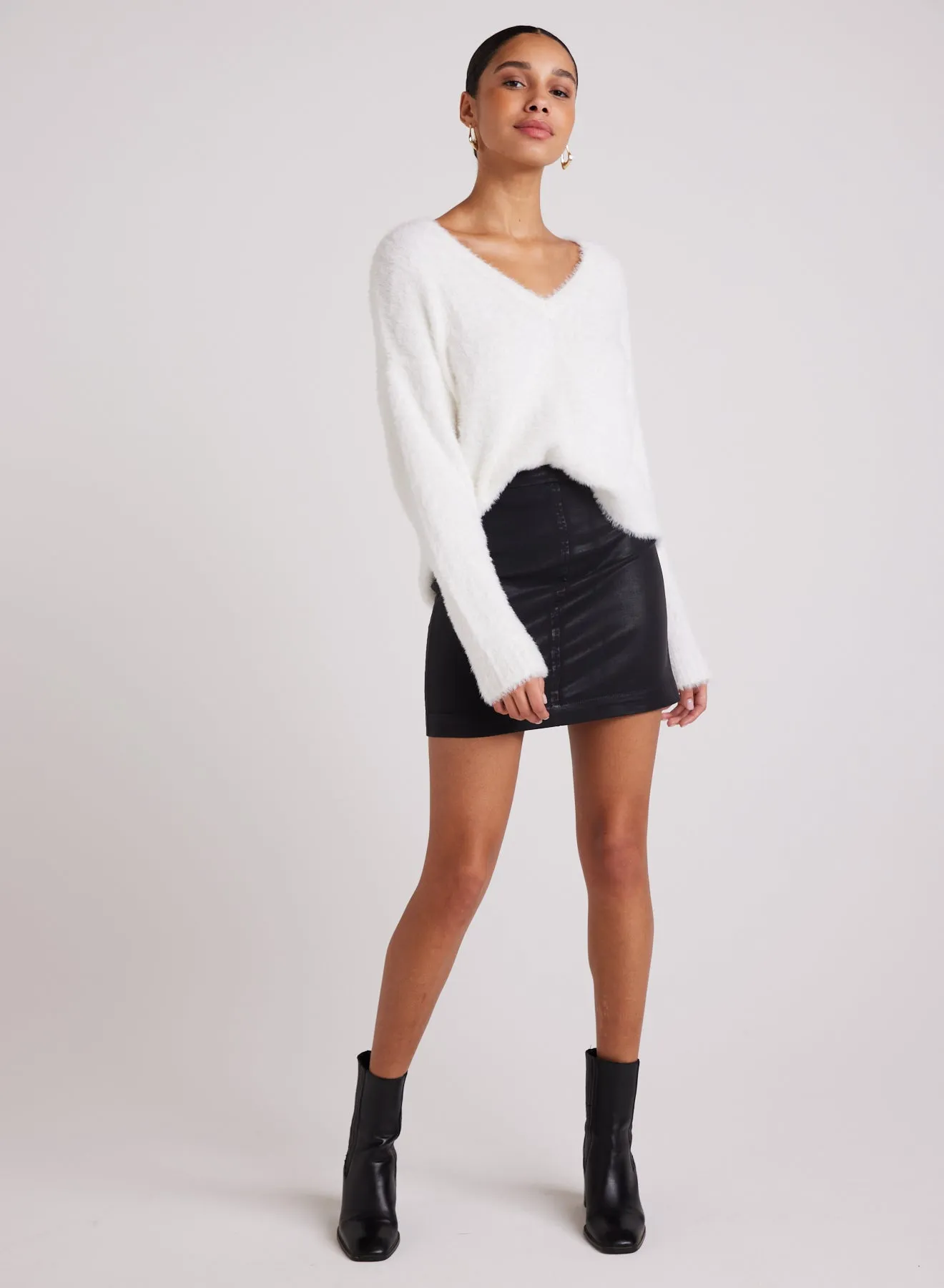 Bree Seamed Clean Mini Skirt - Black