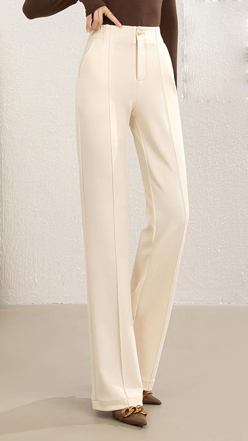 Casual Slimming Ribbed Wide Straight Leg Pants