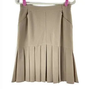 CHANEL - Wool Pleated Midi Pencil Beige Tan Skirt 03P- 42 US 10