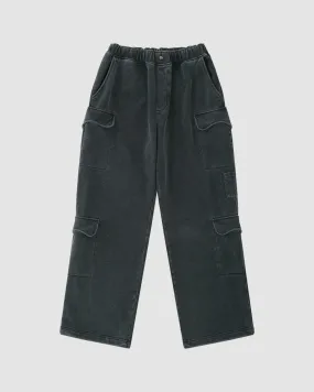 CHARCOAL WASH CARGO SWEATPANTS