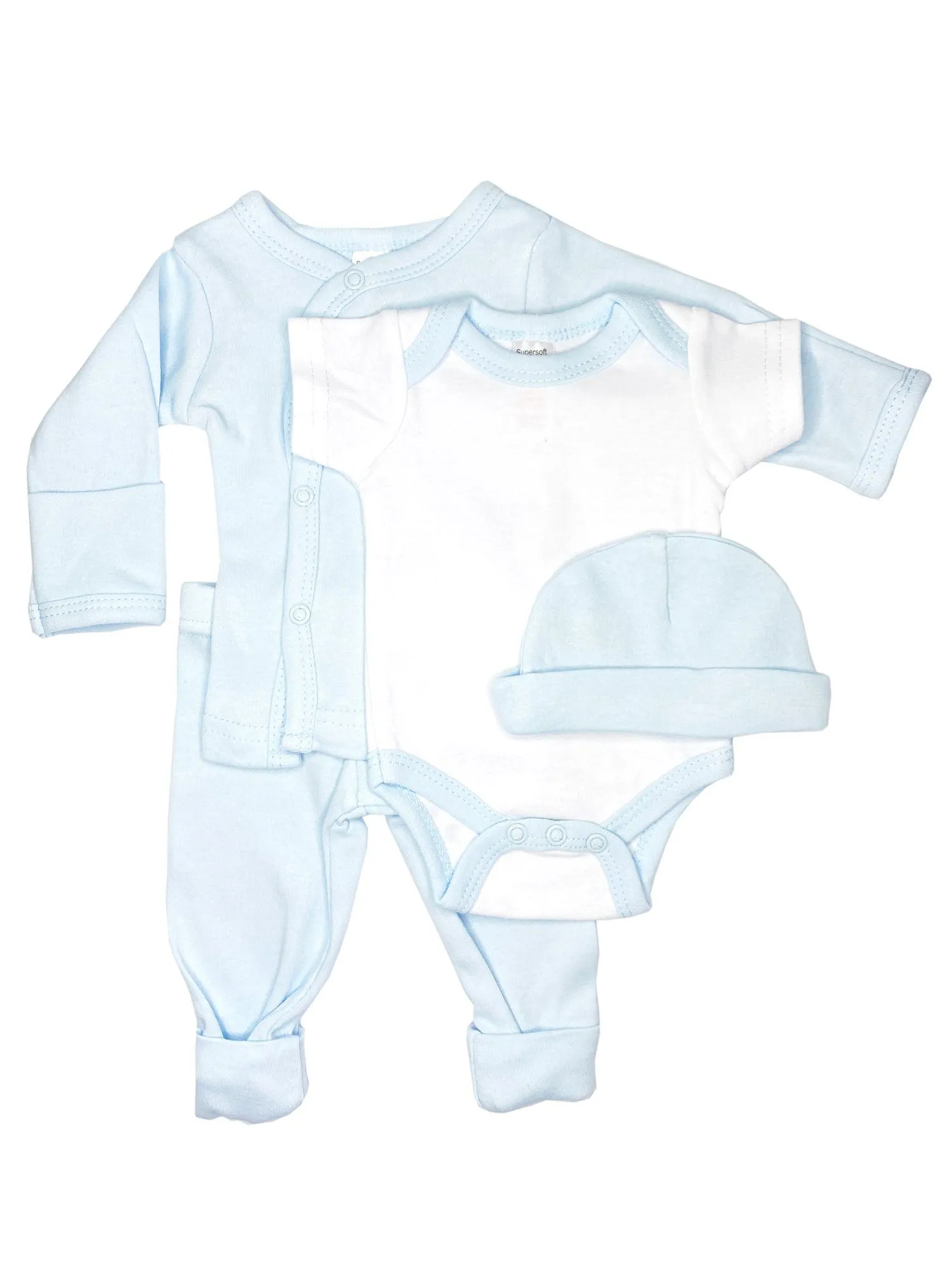 Classic Blue & White 4 piece set - Vest, Top, Trousers & Hat