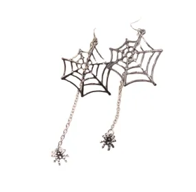 Halloween Earrings Black Spiders 3.5  Dangle Drop Earrings