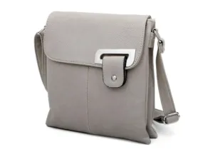 LARGE LIGHT GREY MULTI POCKET CROSS BODY MESSENGER BAG