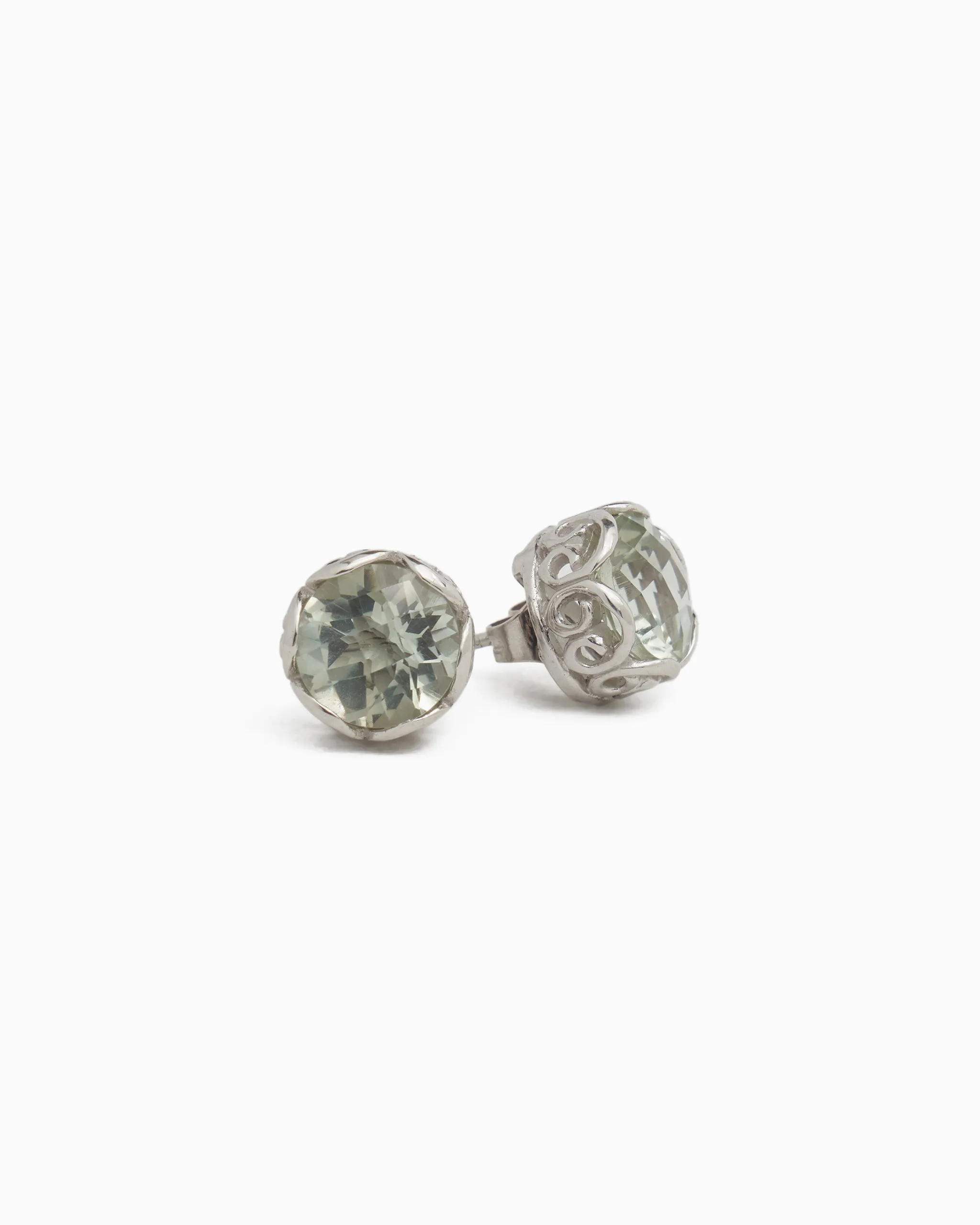 Large Princess Petroglyph Stone Studs - Prasiolite