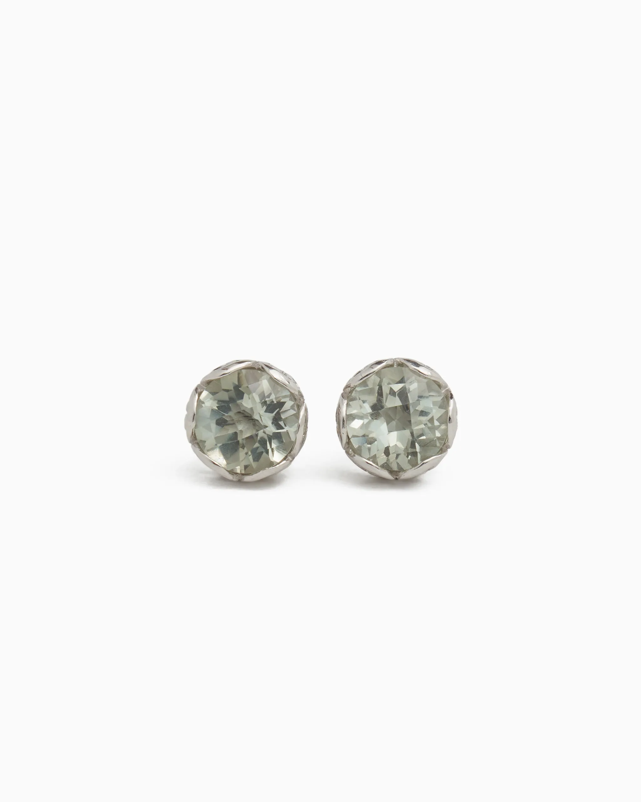 Large Princess Petroglyph Stone Studs - Prasiolite