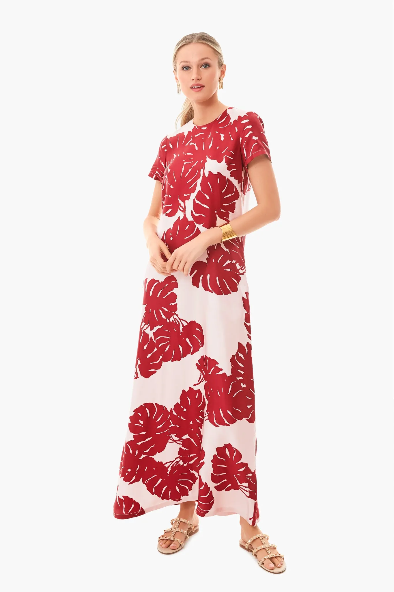 Monstera Rosa Swing Dress