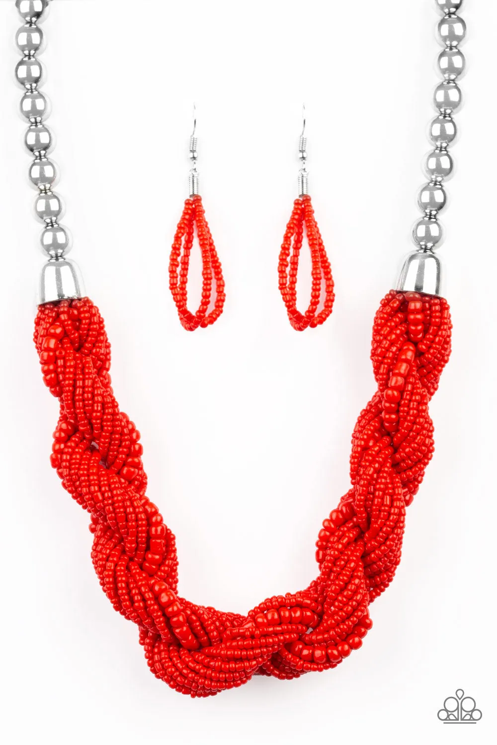 Paparazzi Accessories  - Savannah Surfin #N175 Box 2 - Red Necklace