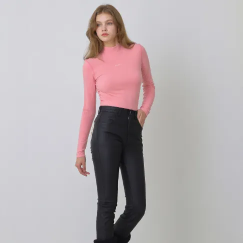 Pink, Warm High-neck T-Shirt