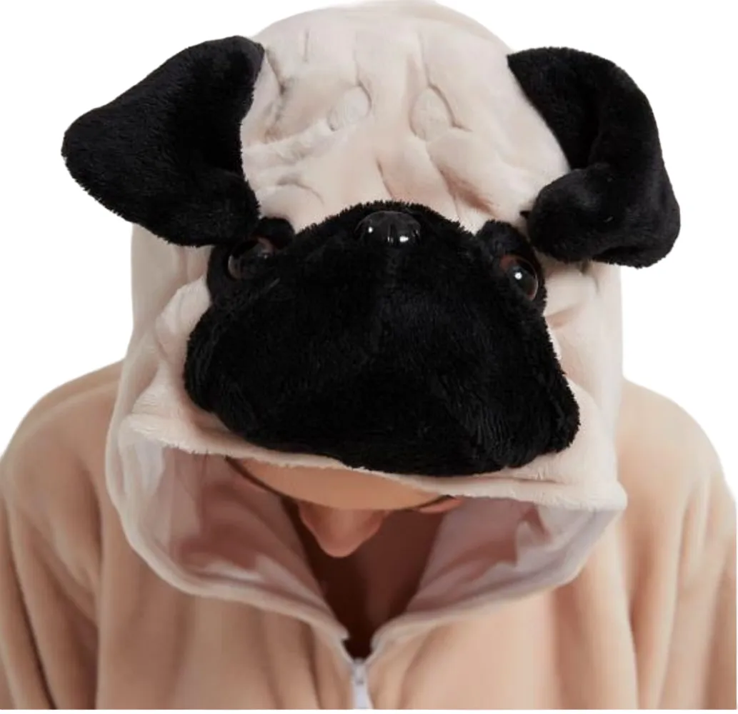 Realistic Pug Dog Adult Onesie