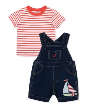 Sailboat Cotton Knit Shortall Set (3M-12M)