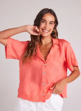 Short Sleeve Flowy Button Down - Hibiscus Bloom