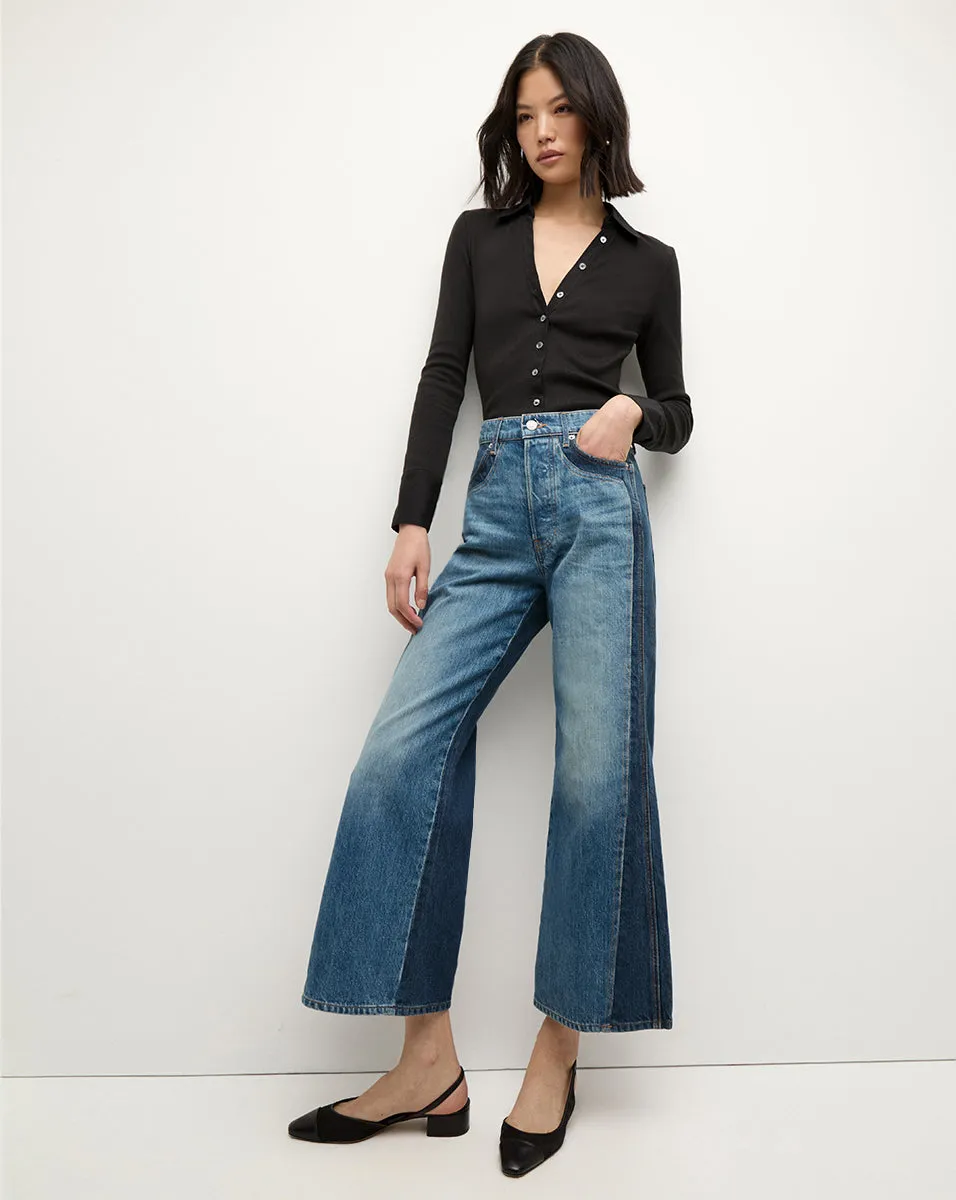 Taylor Two-Tone Cropped Wide-Leg Jean