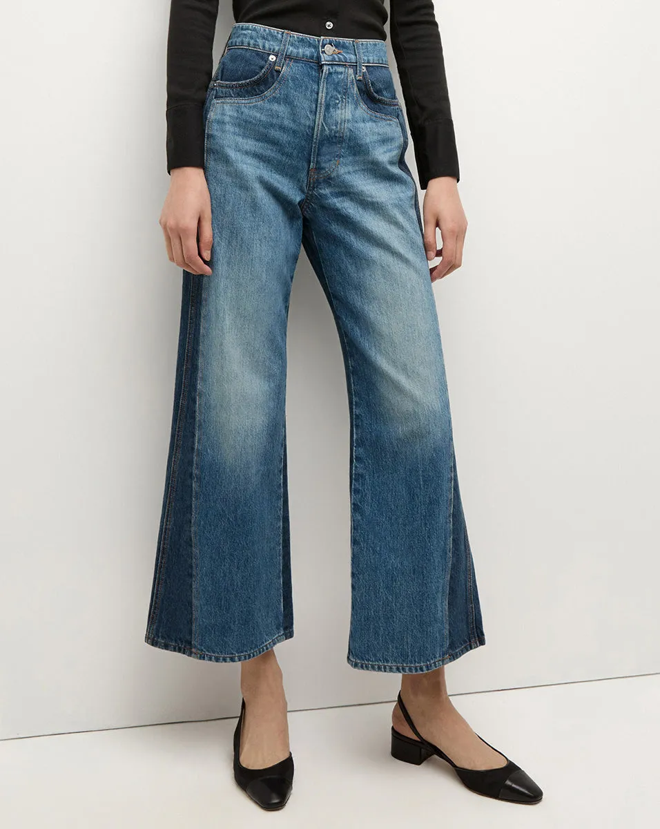 Taylor Two-Tone Cropped Wide-Leg Jean