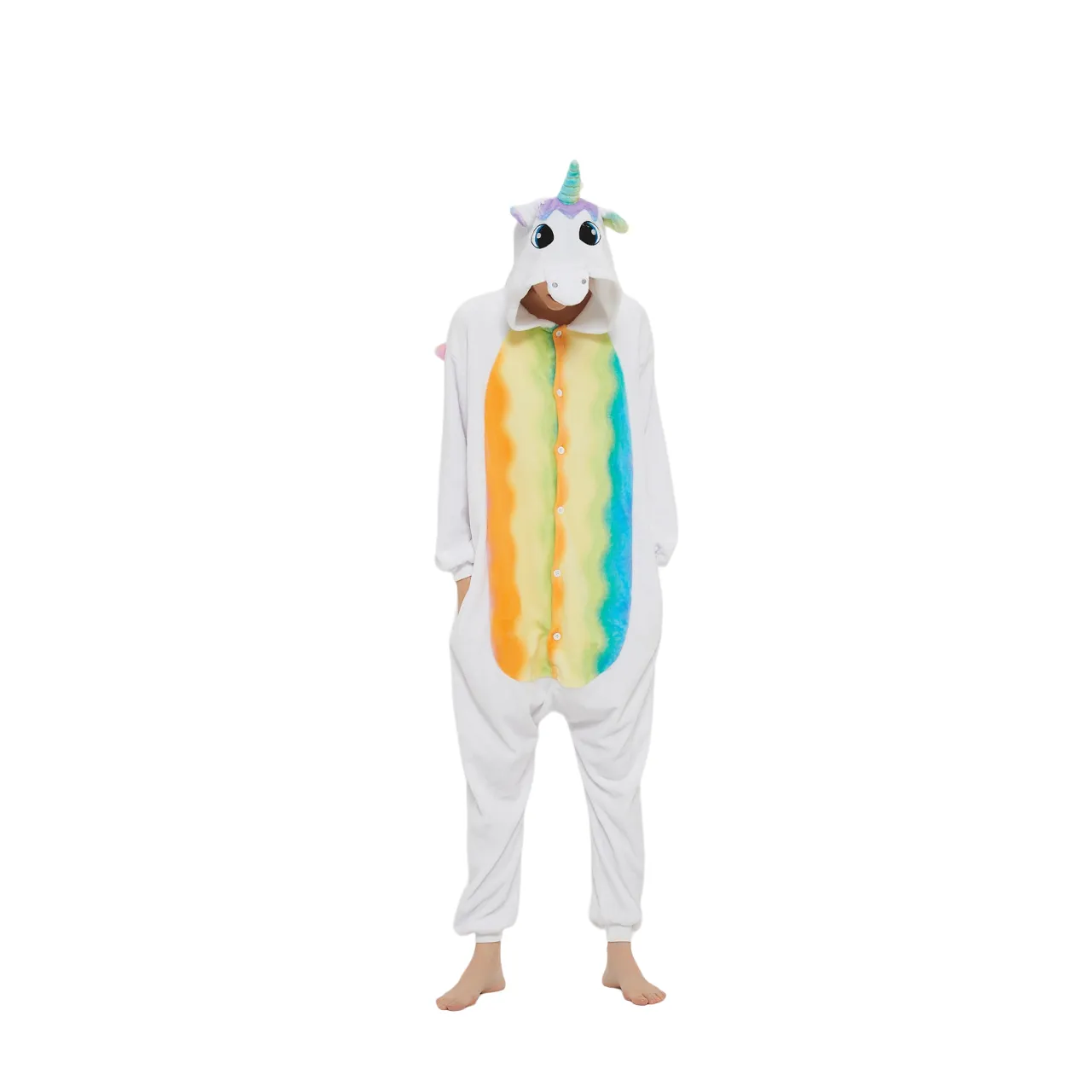 White Unicorn With Rainbow Wings Adult Onesie