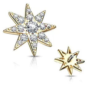 WildKlass CZ Paved Starburst Internally Threaded Dermal Tops